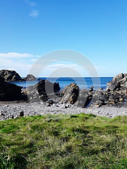 View of the sea and rocks against