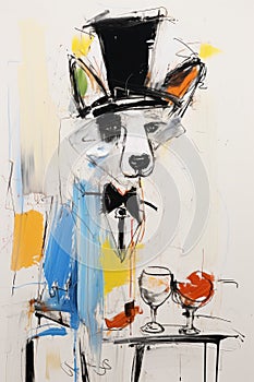 Sebastian Mojica: Expressive And Gestural Dog In A Top Hat