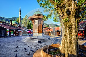 Sebilj fountain in the Old Town of Sarajevo, Bosnia photo