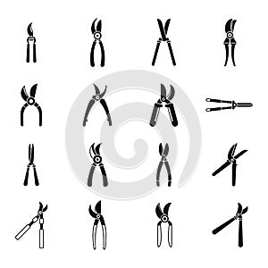 Secateurs icons set simple vector. Agriculture cut