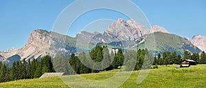 Seceda mountain views from Alpe di Siusi or Seiser Alm, Dolomites Alps , Italy