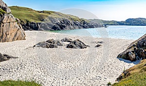 Secluded beach in Achmelvich Bay, Scotland