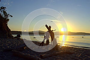 Secluded beach sunset,Ropotamo mouth