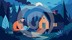 In a secluded cabin in the woods a Stoic reader immerses themselves in the profound thoughts of Heraclitus.. Vector photo