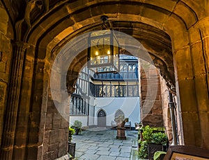 A secluded courtyard off a street beside the cathedral in Coventry, UK