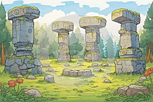 a secluded glade with a circle of stone pillars