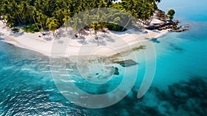 Secluded Island Paradise: Tranquil Oasis of Turquoise Waters and Palm Trees photo