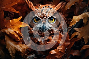 Secluded Owl leaves forest nature. Generate Ai