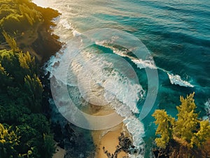 Secluded Paradise: Aerial View of a Hidden Beach