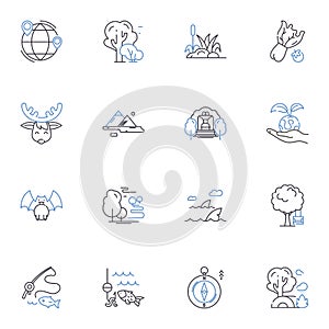 Secluded retreat line icons collection. Isolation, Solitude, Hideaway, Escape, Sanctuary, Quietude, Seclusion vector and