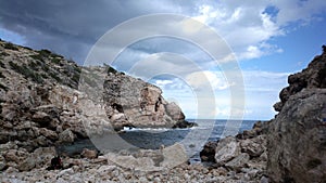 Secluded rocky beach Ibiza