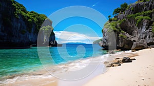 secluded sandy white beach