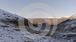 Secluded Scottish Mountains Covered in Snow