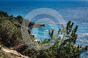 Secluded unnamed tiny perfect beach along the Aegean coast