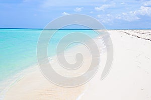 Secluded white sand beach in Cayo Levisa Island in Cuba