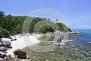 Secluded white sand beach in lamai ko samui thailand