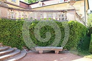 Seclusion with bench in site of Buchlovice castle