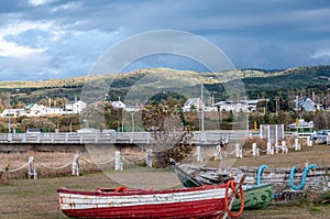 Secnic view of fishermen village in Quebec country