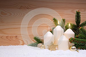 Two white burning candle for the second advent.