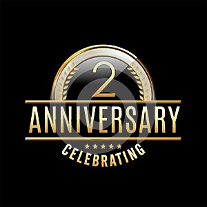 Second Anniversary emblem. Anniversary badge.