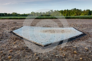 Second base closeup on field early morning