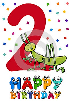 Second birthday cartoon card