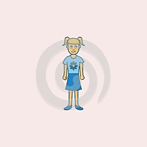 the second childhood period of a girl field outline icon. Element of generation icon for mobile concept and web apps. Field outlin