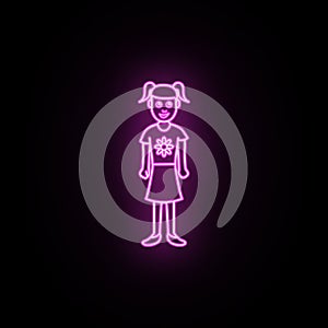 The second childhood period of a girl neon icon. Simple thin line, outline vector of generation icons for ui and ux, website or