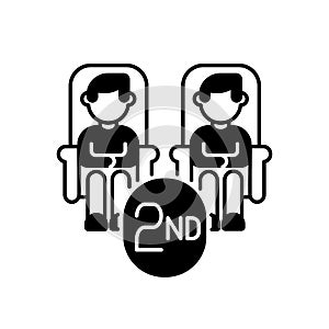 Second class seats black linear icon photo