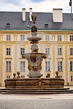 Second courtyard with Kohl`s Fountain in Prague