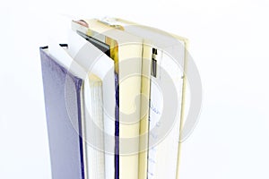 Second hand books on white background