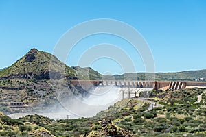 Second largest dam in South Africa, Vanderkloof Dam, overflowing