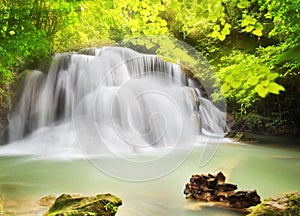 Second level of Huai Mae Kamin Waterfall i photo