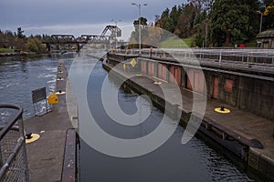 The second lock of the Panama canal from the Pacific ocean.