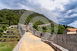The second longest city wall in the world in Ston near Dubrovnik, Croatia