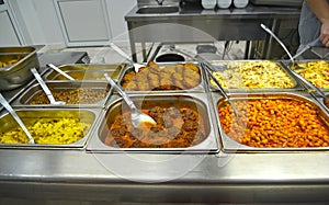 Second meals on the food distribution line in the self-service dining room