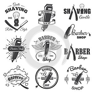 Second set of vintage barber shop emblems.