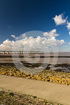 Second Severn Crossing, bridge over Bristol Channel between England and Wales. Five Kilometres or Three and one third miles long.