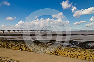 Second Severn Crossing, bridge over Bristol Channel between England and Wales. Five Kilometres or Three and one third miles long.