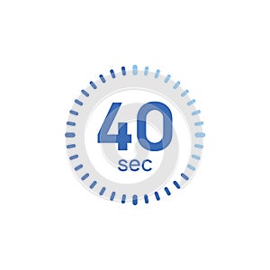 40 second timer clock. 40 sec stopwatch icon countdown time digital stop chronometer photo