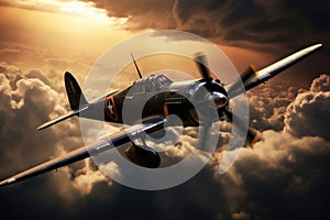 A second world war plane in the dramatic sky