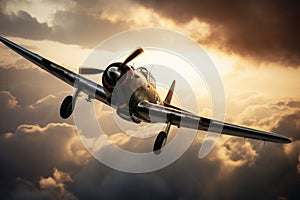A second world war plane in the dramatic sky