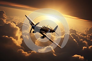 A second world war plane in the dramatic sky