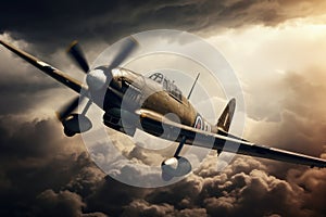A second world war plane in the dramatic sky