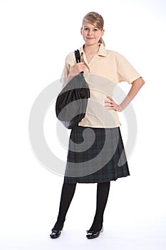 Secondary education pretty girl in school uniform