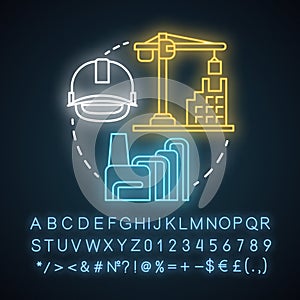 Secondary neon light concept icon. Processing and manufacturing industry idea. Economy sector. Heavy and light industry