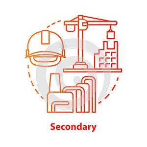 Secondary red concept icon. Processing and manufacturing industry idea thin line illustration. Economy sector. Heavy and