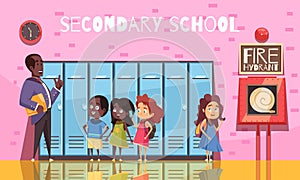 Secondary School Cartoon Illustration