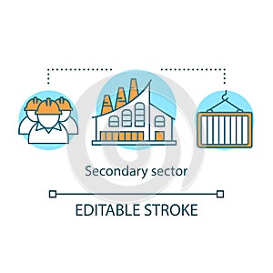 Secondary sector concept icon. Processing and manufacturing industry idea thin line illustration. Industrial sector