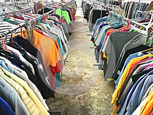 The Secondhand clothes in the market